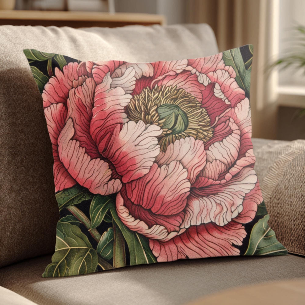 Pink Peony Pillow, Vintage Floral Cushion, Botanical Throw Pillow, William Morris Inspired Pillowcase, Elegant Home Accent, Peony Lover Gift