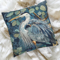 Coastal Blue Heron Print Throw Pillow Home Decor William Morris, Coastal Home Decor, Great Blue Heron Pillow