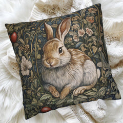 Woodland Rabbit Throw Pillow Covers, Animal William Morris Print, Living Room Sofa Cushion Cover, Throw Pillow Case, Couch Square Pillows