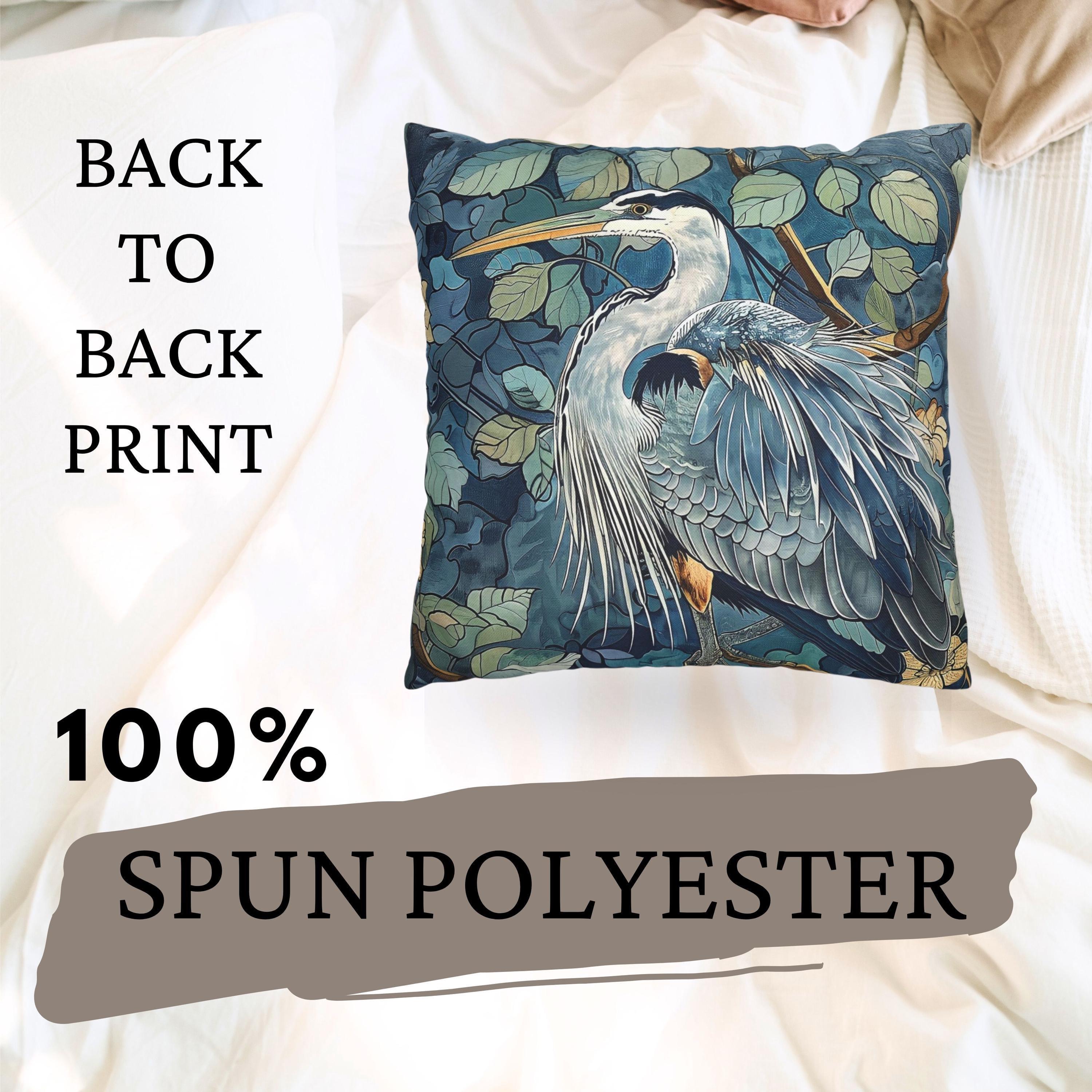 Coastal Blue Heron Print Throw Pillow Home Decor William Morris, Coastal Home Decor, Great Blue Heron Pillow