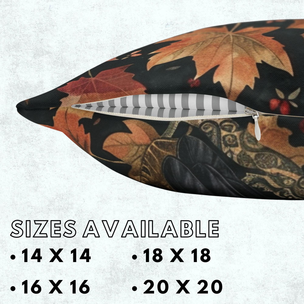 Black Raven Pillow, Autumn Leaves Cushion, William Morris Inspired Throw Pillow, Mystical Couch Accent, Gothic Nature Pillowcase Gift