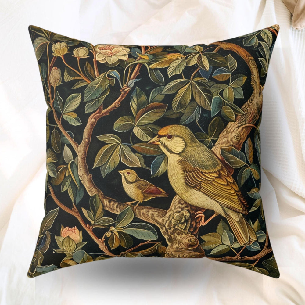 William Morris Cardinal Bird Accent Pillow, Vintage Throw Pillow, Home Decor, Forestcore, Floral Botanical, Pillow, Cushion, Bird Home Decor
