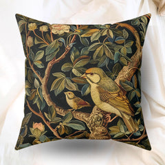 William Morris Cardinal Bird Accent Pillow, Vintage Throw Pillow, Home Decor, Forestcore, Floral Botanical, Pillow, Cushion, Bird Home Decor