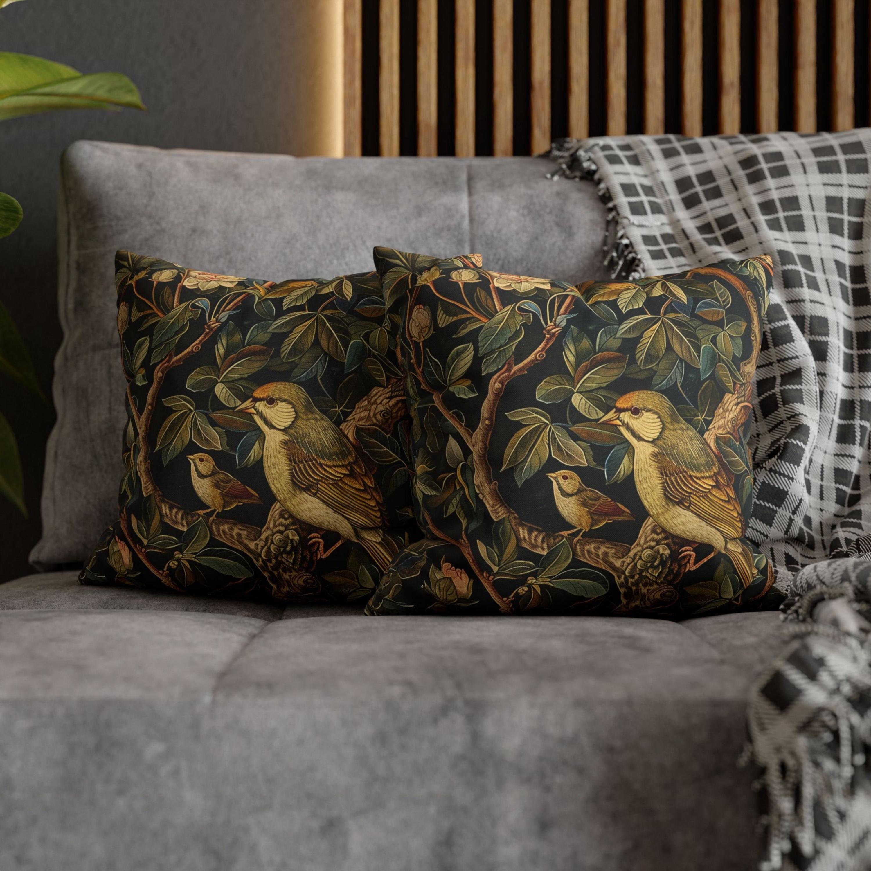 William Morris Cardinal Bird Accent Pillow, Vintage Throw Pillow, Home Decor, Forestcore, Floral Botanical, Pillow, Cushion, Bird Home Decor