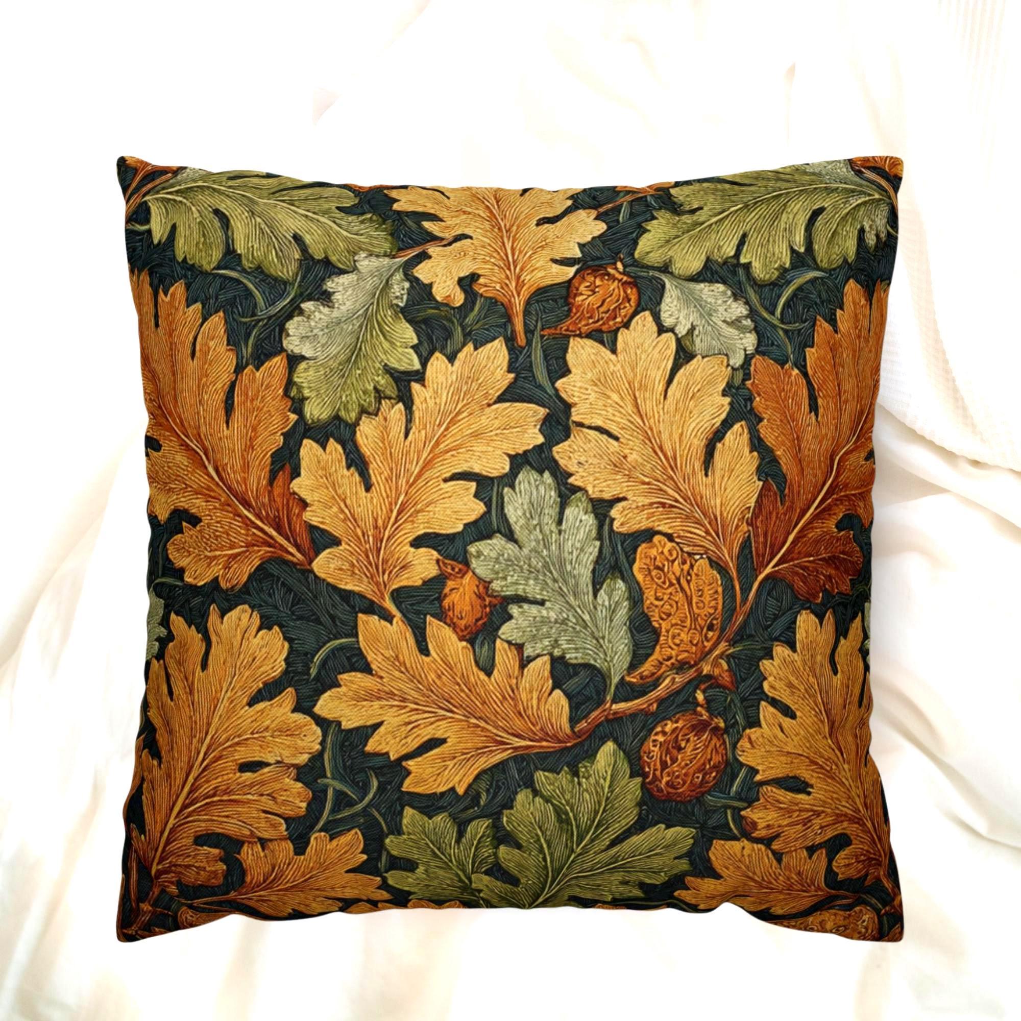 Autumn Leaf Throw Pillow, William Morris Botanical Cushion, Thanksgiving Throw Pillow, Vintage Decorative Sofa Accent, Fall Home Decor