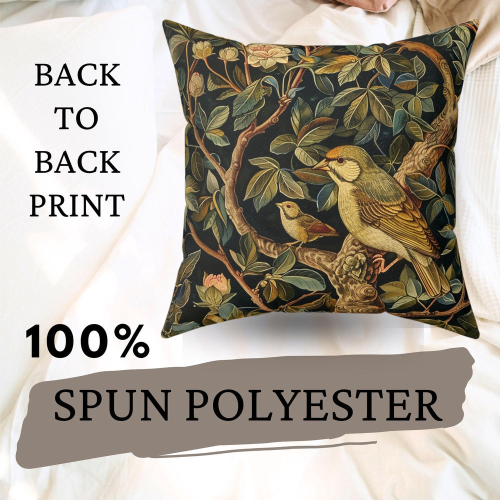 William Morris Cardinal Bird Accent Pillow, Vintage Throw Pillow, Home Decor, Forestcore, Floral Botanical, Pillow, Cushion, Bird Home Decor