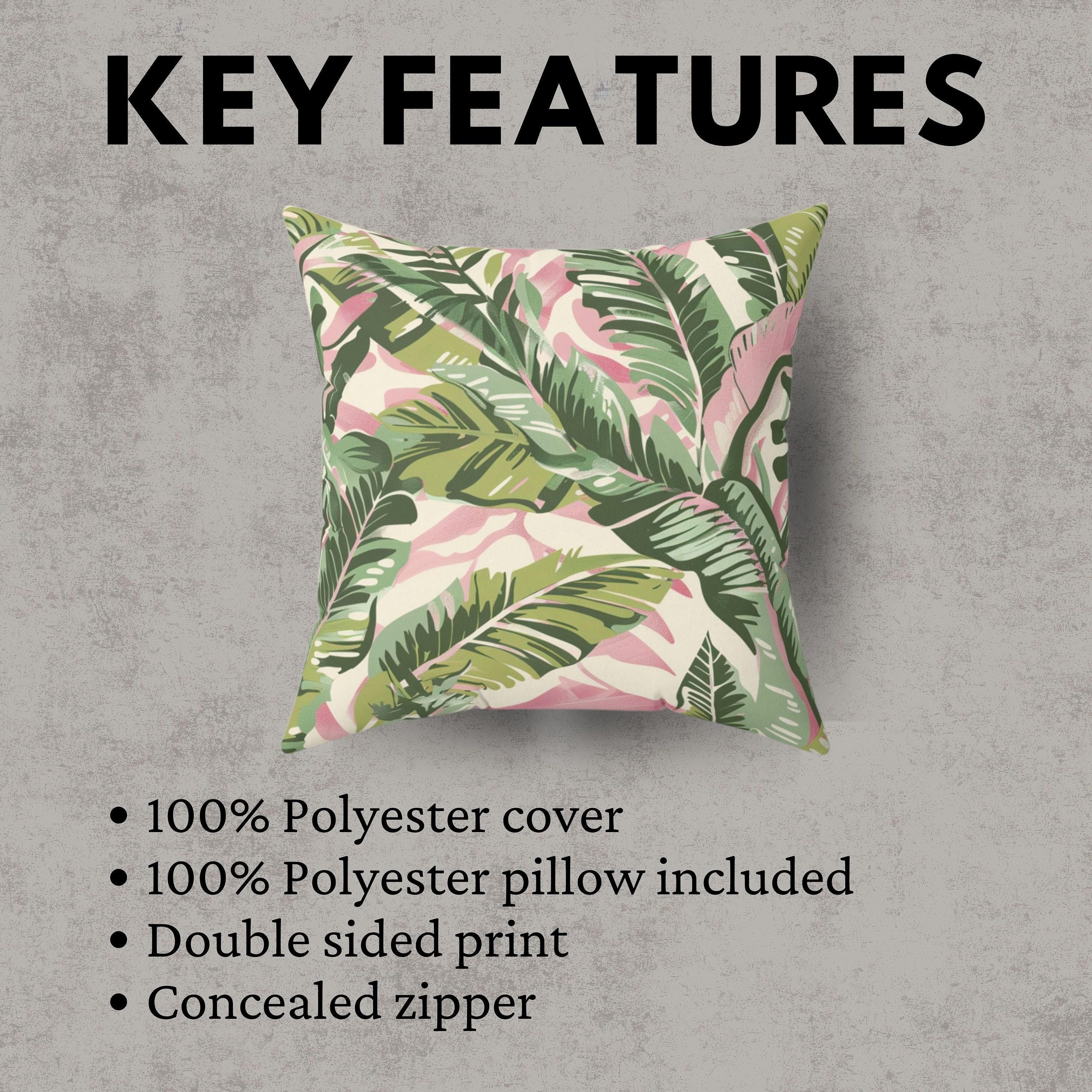 Tropical Pillow Pink And Sage Pillow Palm Leaf Pillow Cover Botanical Cushion Leaf Accent Pillows Tropical Pillow Case Tropical Home decor