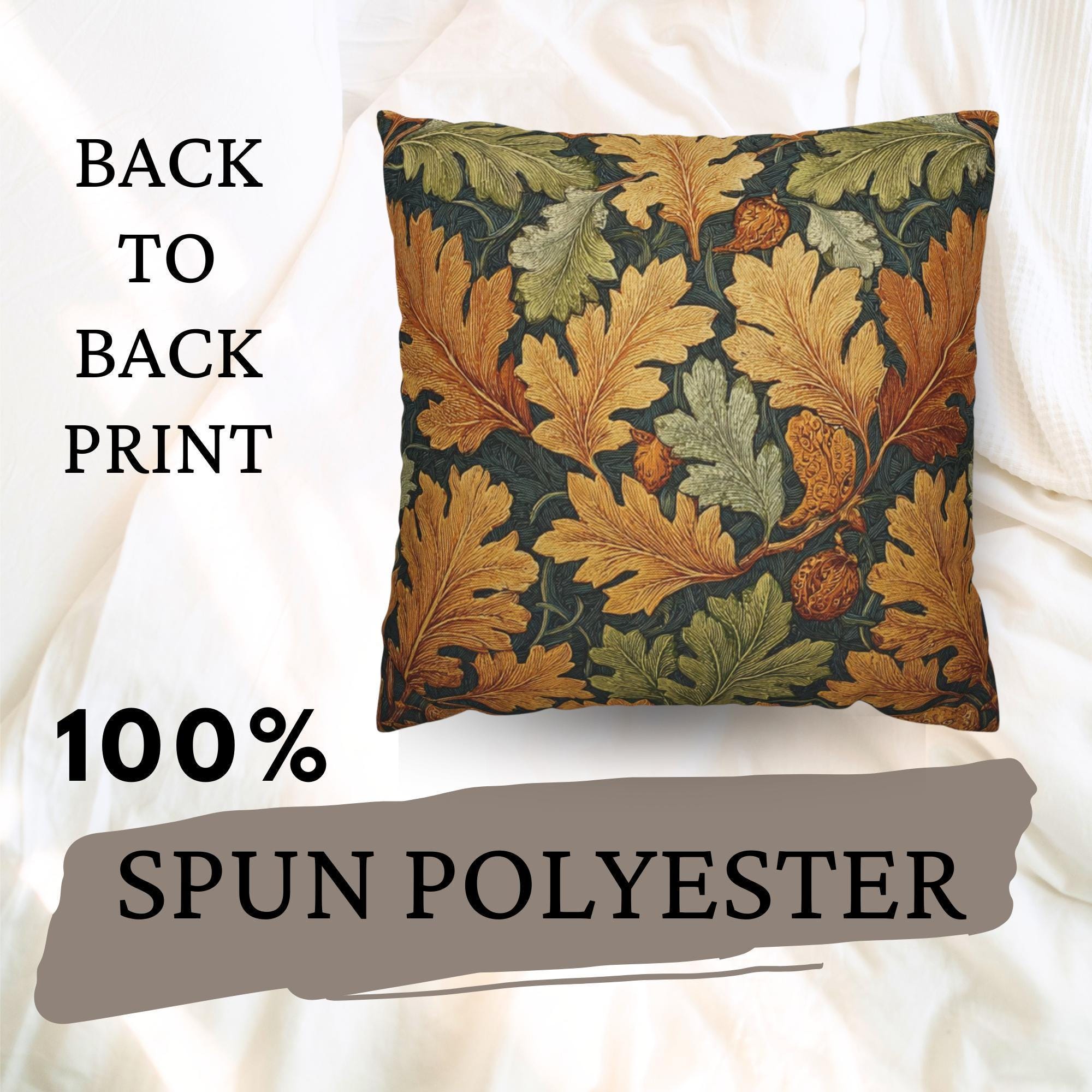 Autumn Leaf Throw Pillow, William Morris Botanical Cushion, Thanksgiving Throw Pillow, Vintage Decorative Sofa Accent, Fall Home Decor