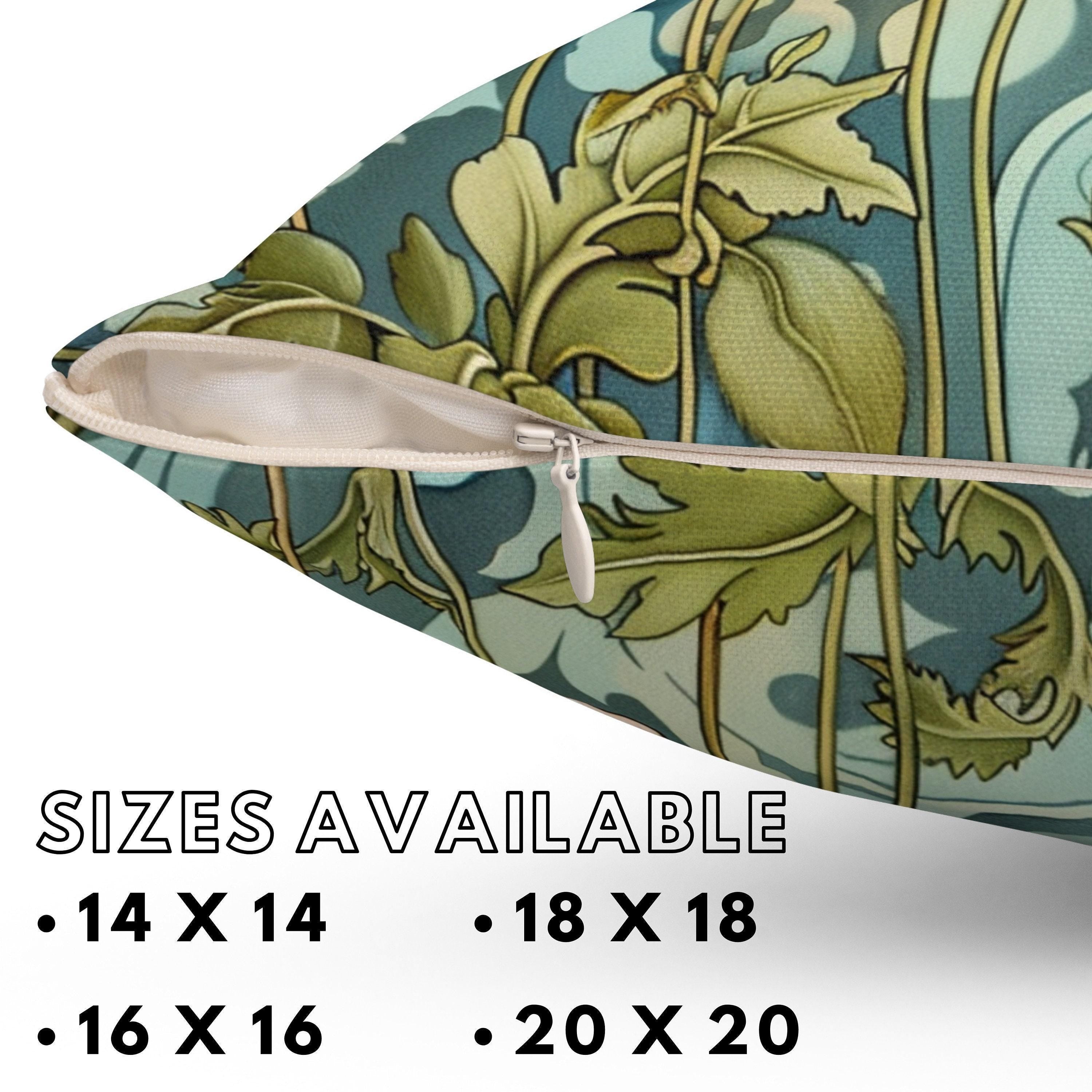 Vintage Poppies William Morris Inspired Pillows, Floral Pillow Case, Artsy Home Accent, Botanical Throw Pillow, Victorian Style Throw Pillow