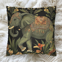 Bohemian Elephant Pillow Cover, Vintage Art Nouveau Pillow, William Morris Style Pillow, Boho Accent Pillow, Art Nouveau Throw Pillow Case