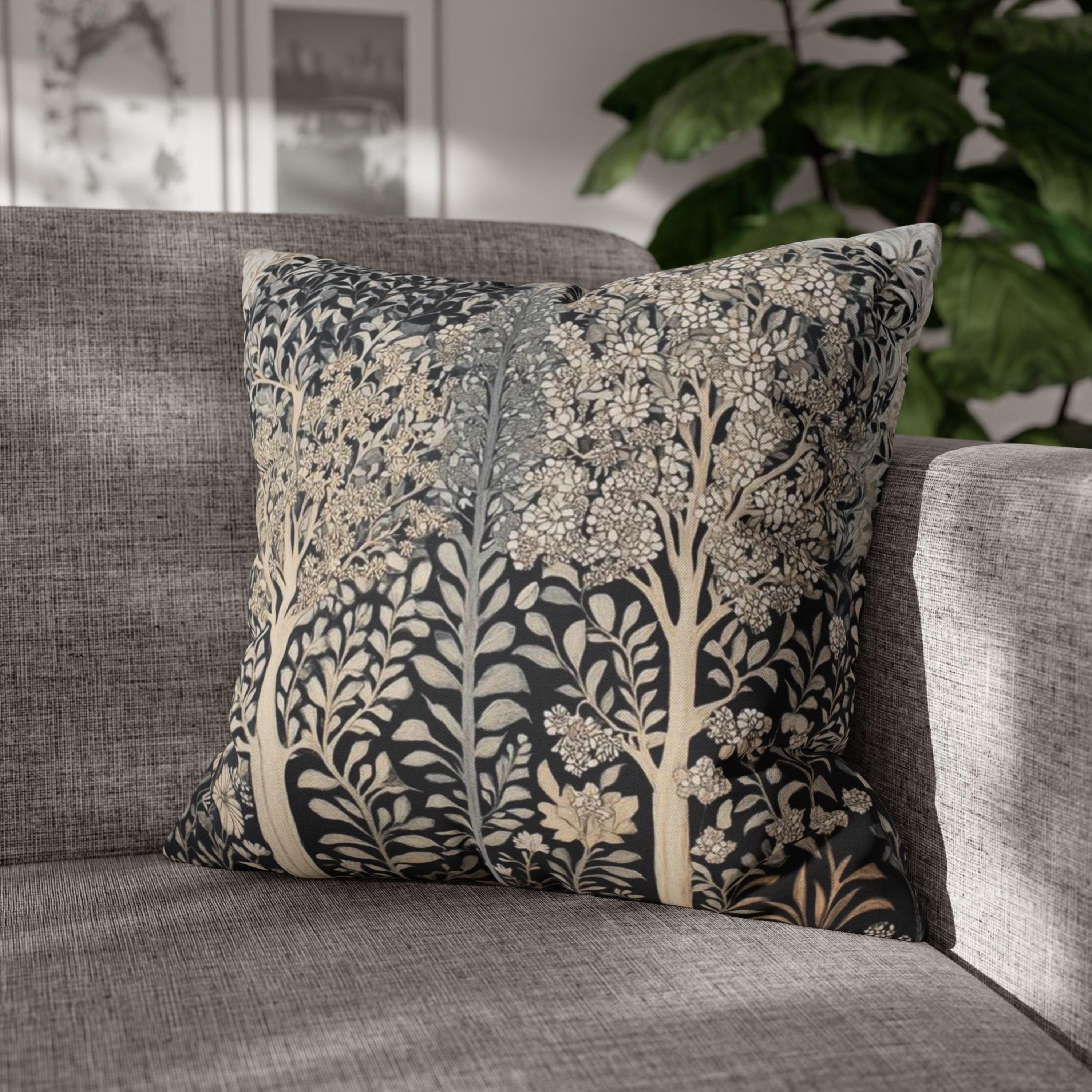 William Morris Forest Pillow, Vintage Botanical Throw Pillow, Neutral Cushion for Living Room, Botanical Accent Pillow for Home Decor