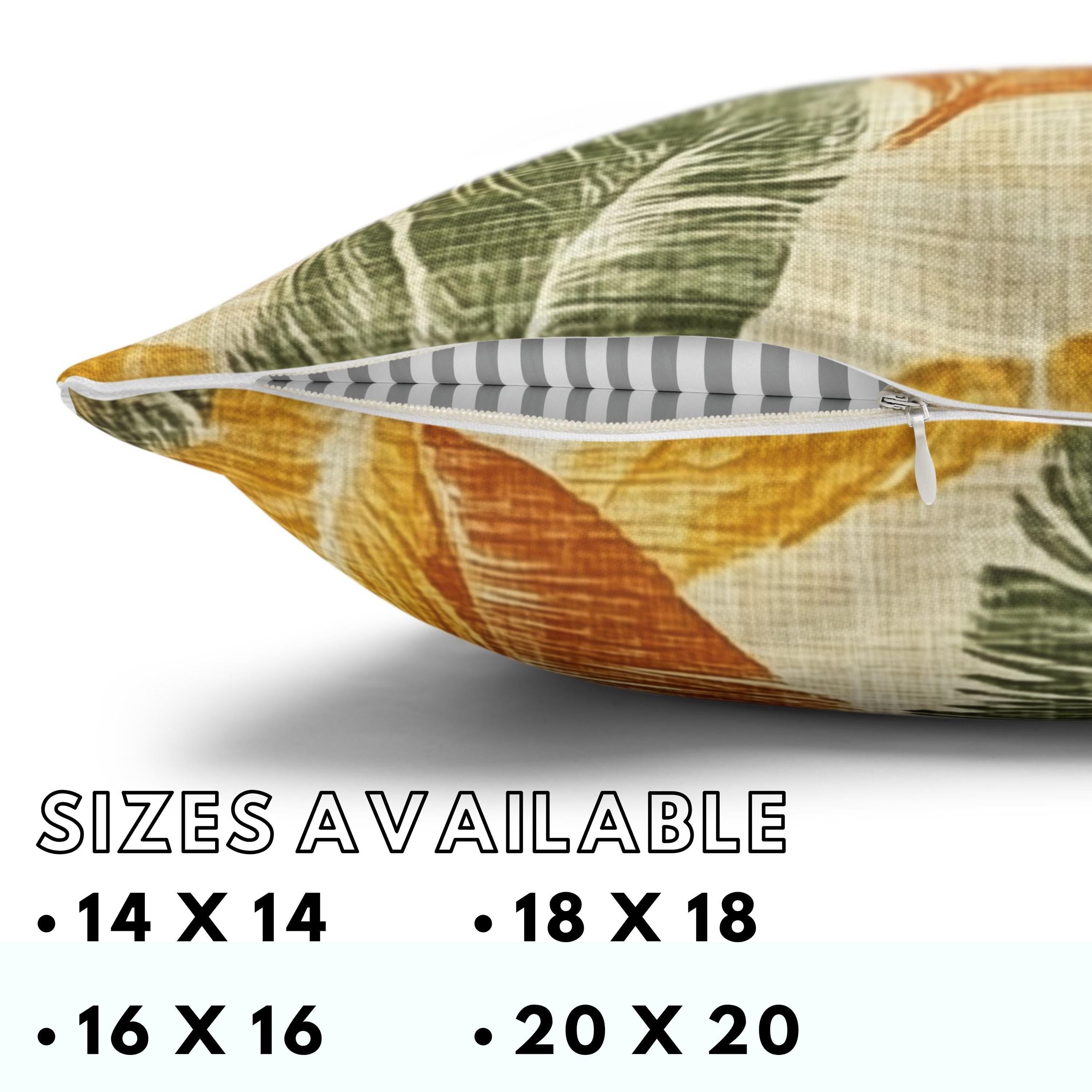 Tropical Leaf Pillow, Yellow and Orange Foliage Cushion Cover, Vibrant Jungle Throw Pillow, Island Botanical Decor, Warm Beach Accent