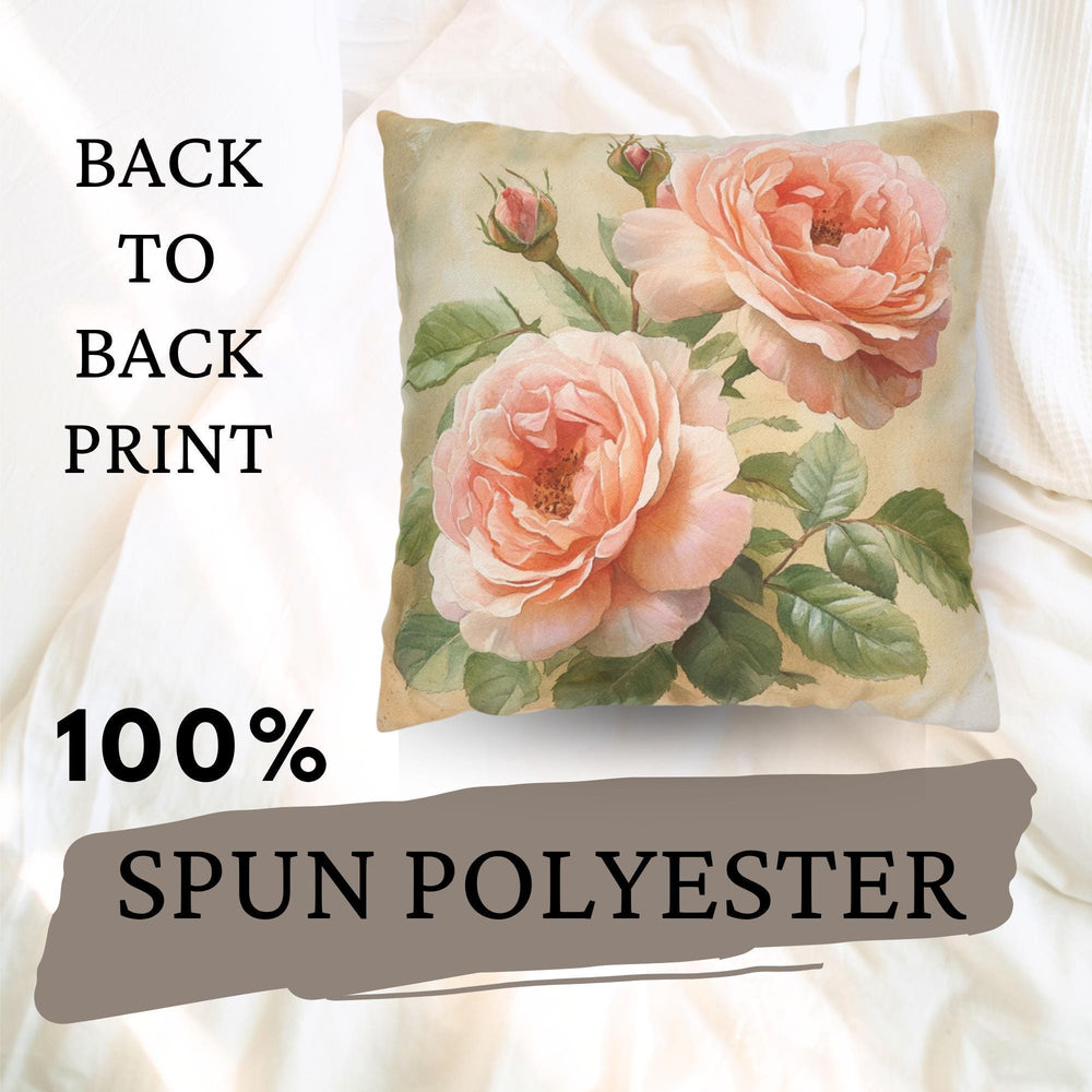 English Blush Rose Pillow, Soft Vintage Floral Cushion, Romantic Botanical Throw Pillow, Cottagecore Pillowcase, Pastel Couch Accent