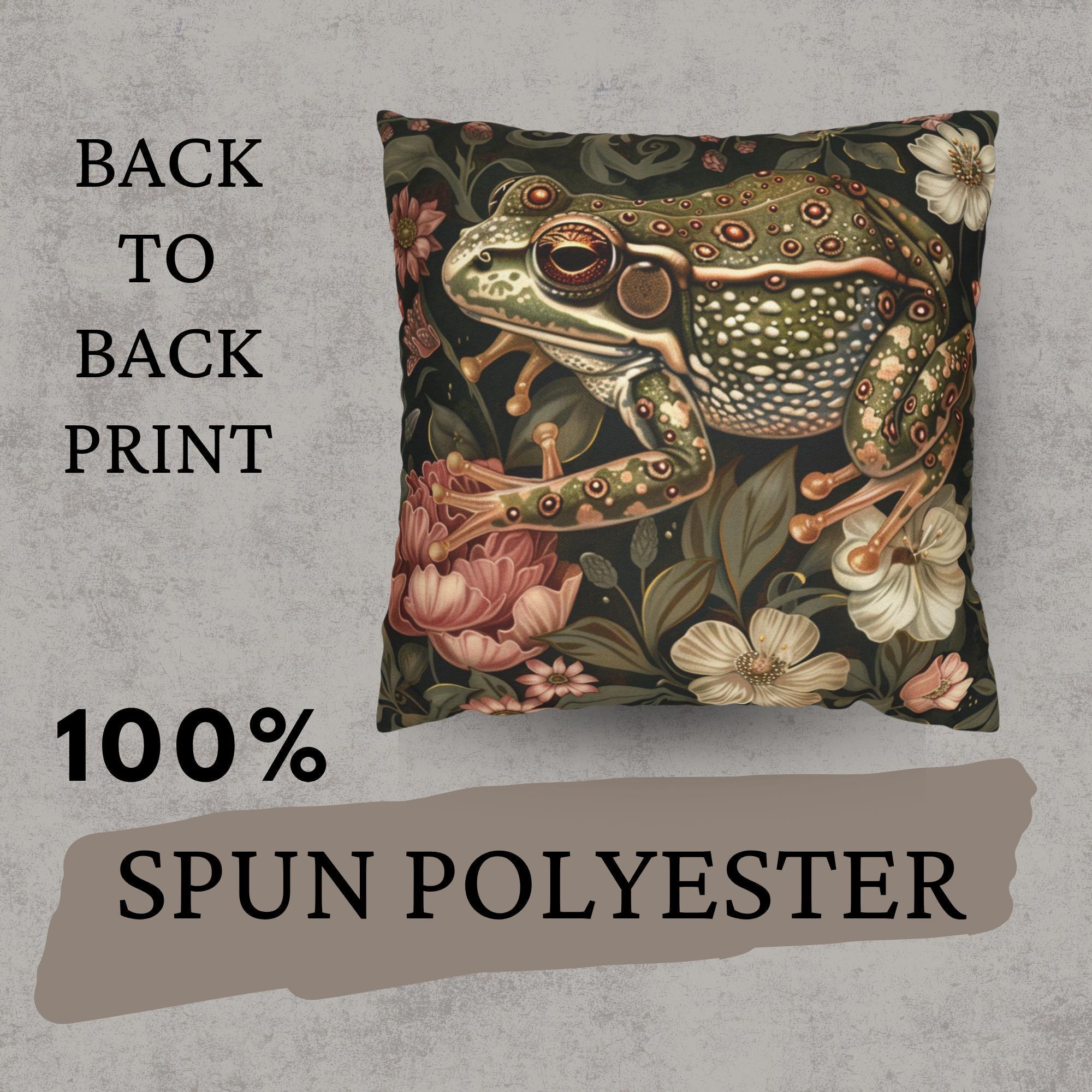 Forest Frog William Morris Pillow, Woodland Animal Cushion, Botanical Nature Throw Pillow, Vintage Frog Pillowcase, Whimsical Couch Accent