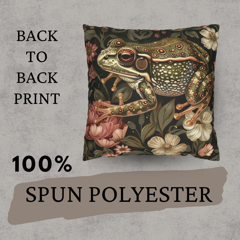 Forest Frog William Morris Pillow, Woodland Animal Cushion, Botanical Nature Throw Pillow, Vintage Frog Pillowcase, Whimsical Couch Accent