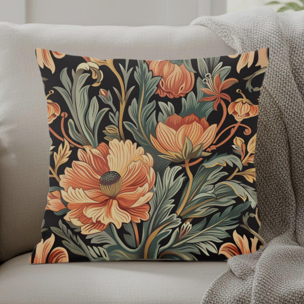 Warm Garden Floral Pillow, William Morris Botanical Cushion, Vintage Flower Throw Pillow, Nature Inspired Pillowcase, Cozy Couch Accent