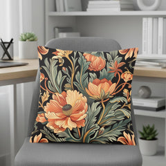 Warm Garden Floral Pillow, William Morris Botanical Cushion, Vintage Flower Throw Pillow, Nature Inspired Pillowcase, Cozy Couch Accent
