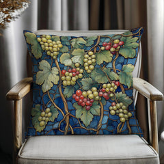 Lush Grape Vine Throw Pillow, Vintage Botanical Fruit Cushion, Dark Moody Nature Decor, Enchanted Garden Accent Pillow