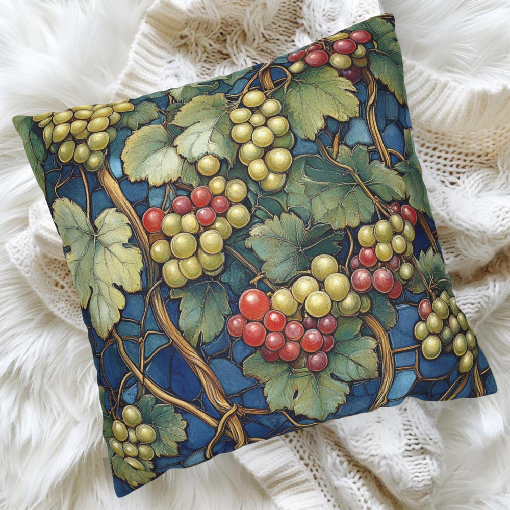 Lush Grape Vine Throw Pillow, Vintage Botanical Fruit Cushion, Dark Moody Nature Decor, Enchanted Garden Accent Pillow