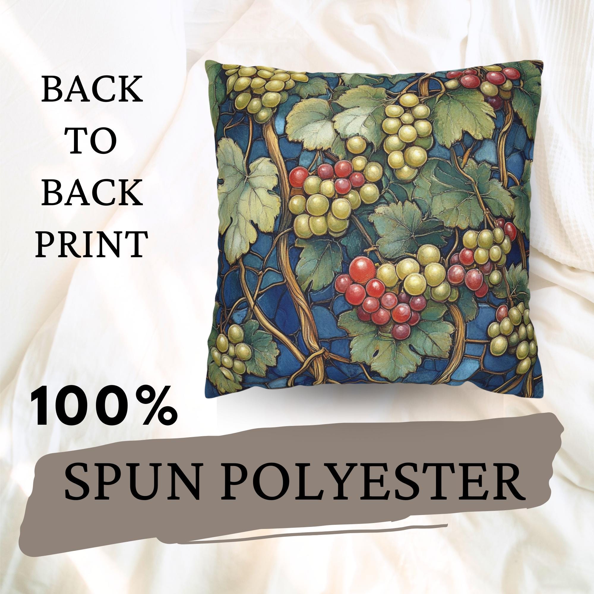 Lush Grape Vine Throw Pillow, Vintage Botanical Fruit Cushion, Dark Moody Nature Decor, Enchanted Garden Accent Pillow