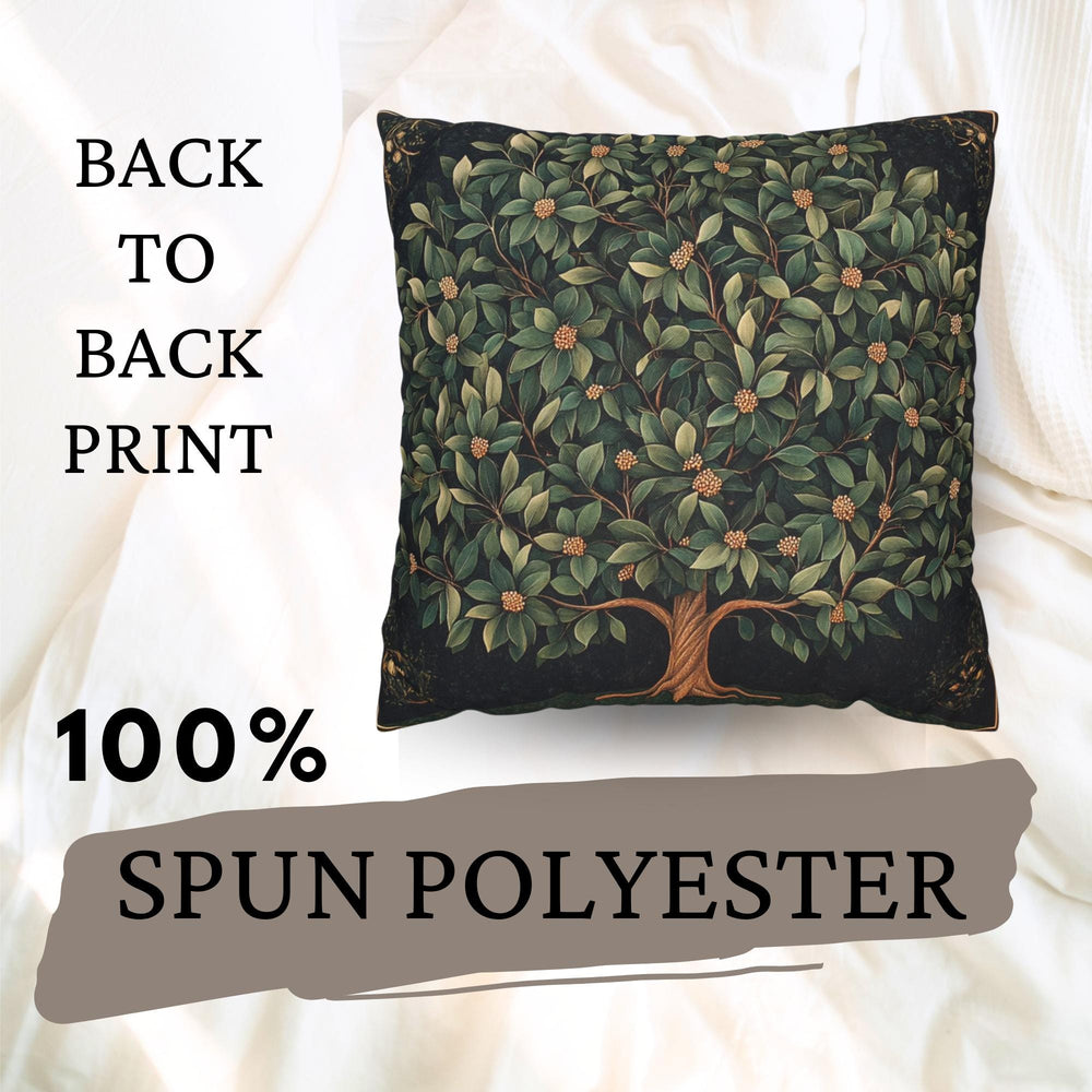 Ornamental Botanical Tree Throw Pillow, Vintage Garden Foliage Cushion, Classic Greenery Decor, Timeless Nature Accent Pillow