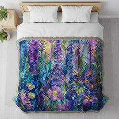 Amethyst Garden Woven Blanket, Vintage Floral Throw, Boho Tapestry Wall Hanging, Cozy Sofa Blanket Gift, Botanical Home Decor Accent