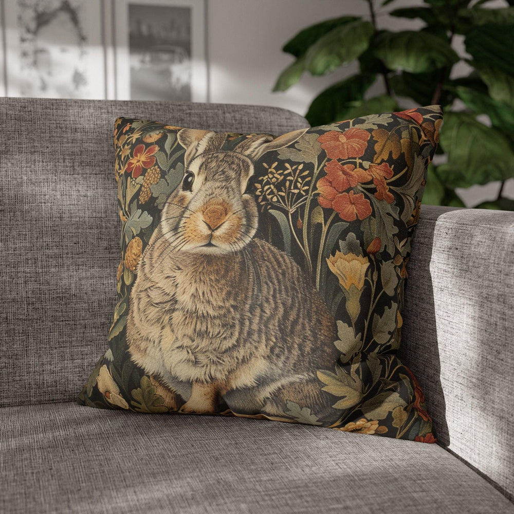 Pillow Vintage Inspired William Morris Rabbit Bunny, Living Room Decor, Bunny Cushion Cover, Autumn Rabbit Pillow, Accent Pillow Bunny