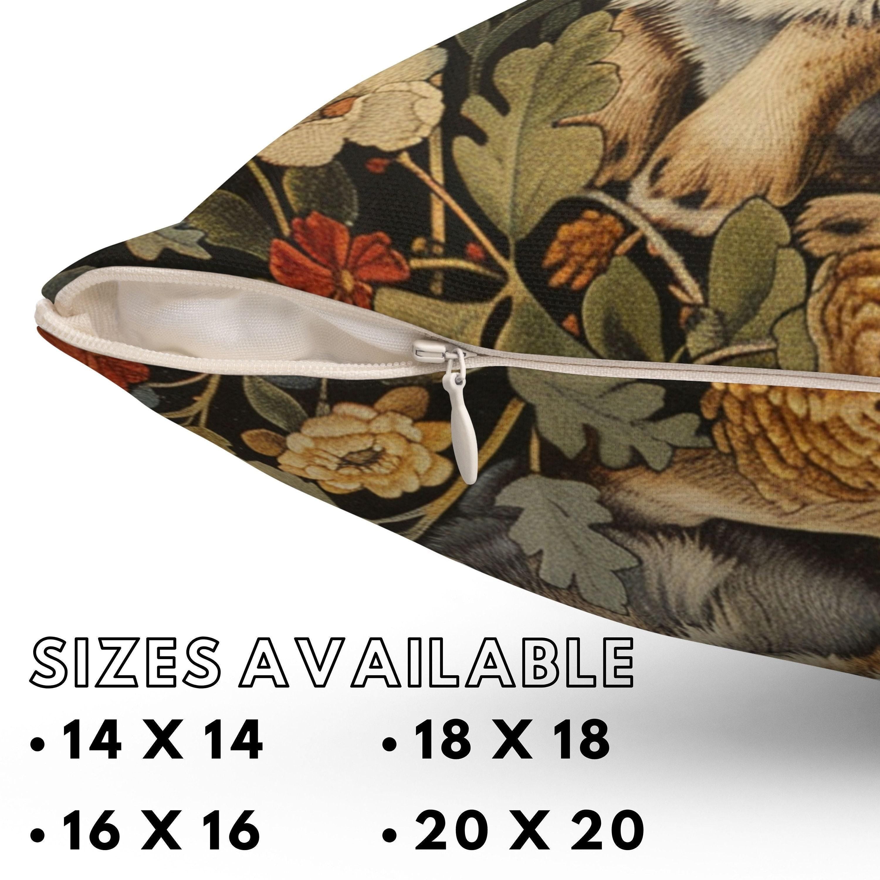Pillow Vintage Inspired William Morris Rabbit Bunny, Living Room Decor, Bunny Cushion Cover, Autumn Rabbit Pillow, Accent Pillow Bunny