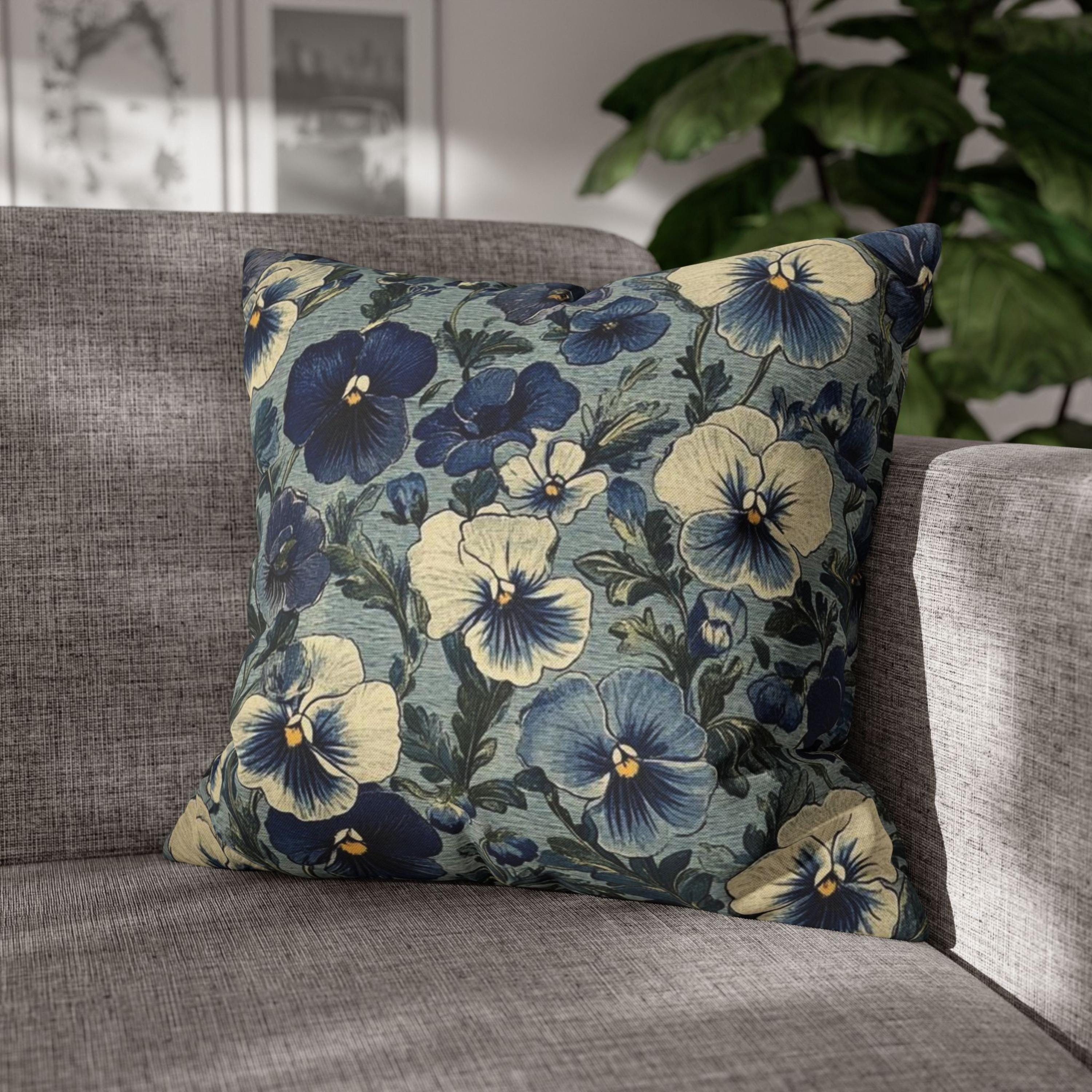 William Morris Blue Floral Pillow, Vintage Botanical Throw Pillow Case, Blue Floral Accent Pillow, Nature-Inspired Flowers Pillow Cover