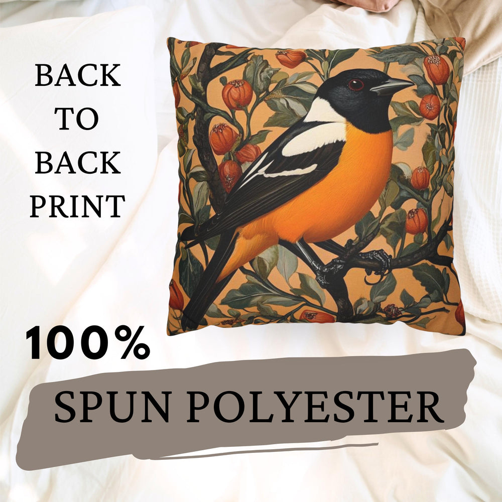 William Morris Oriole Pillow, Vintage Bird Pillow, Botanical Throw Pillow for Living Room, Nature-Inspired Accent Pillow, Bird Throw Cushion