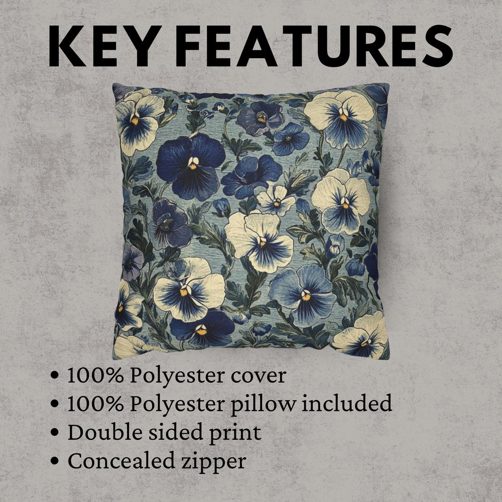 William Morris Blue Floral Pillow, Vintage Botanical Throw Pillow Case, Blue Floral Accent Pillow, Nature-Inspired Flowers Pillow Cover