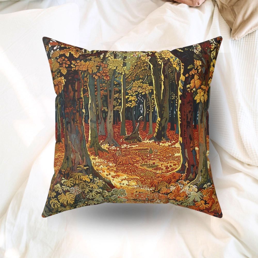 Autumn Forest William Morris Inspired Throw Pillow, Fall Decor, Nature-Inspired Home Accent, Rustic Woodland Cushion, Seasonal Home Decor