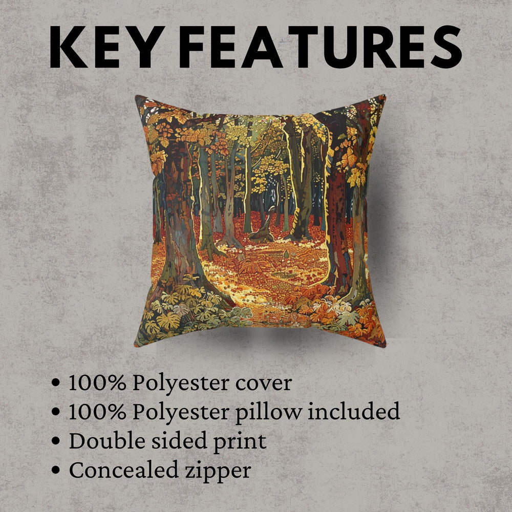 Autumn Forest William Morris Inspired Throw Pillow, Fall Decor, Nature-Inspired Home Accent, Rustic Woodland Cushion, Seasonal Home Decor