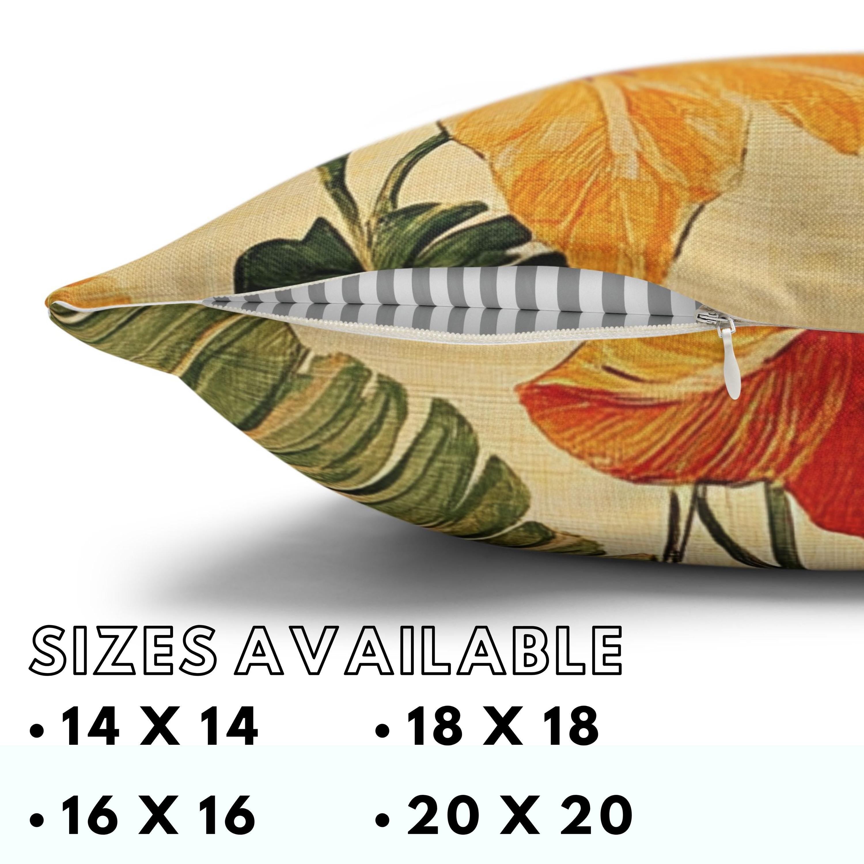 Bold Tropical Floral Pillow, Hibiscus Cushion Cover, Vibrant Jungle Throw Pillow, Island Leaf Home Decor, Warm Beach Accent