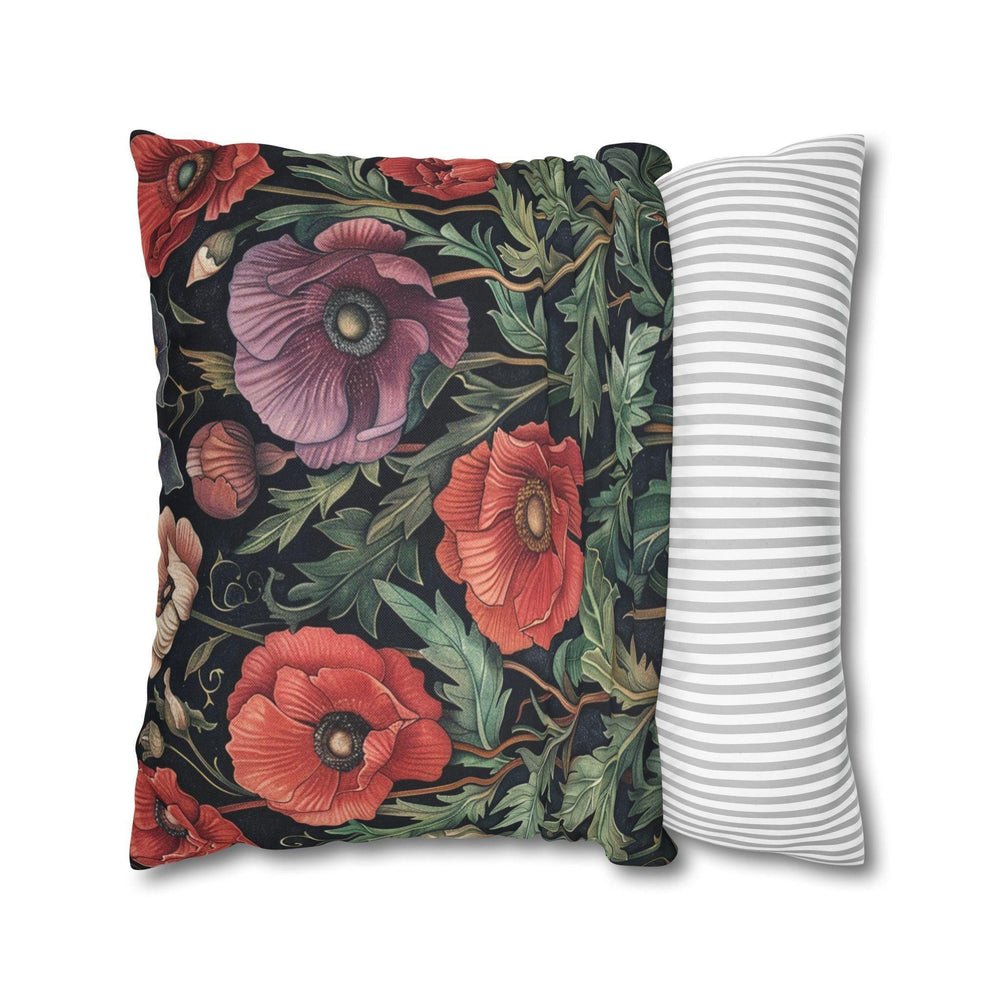 William Morris Inspired Poppies Pillow, Accent Cushion Cover, Floral Spring Pillow