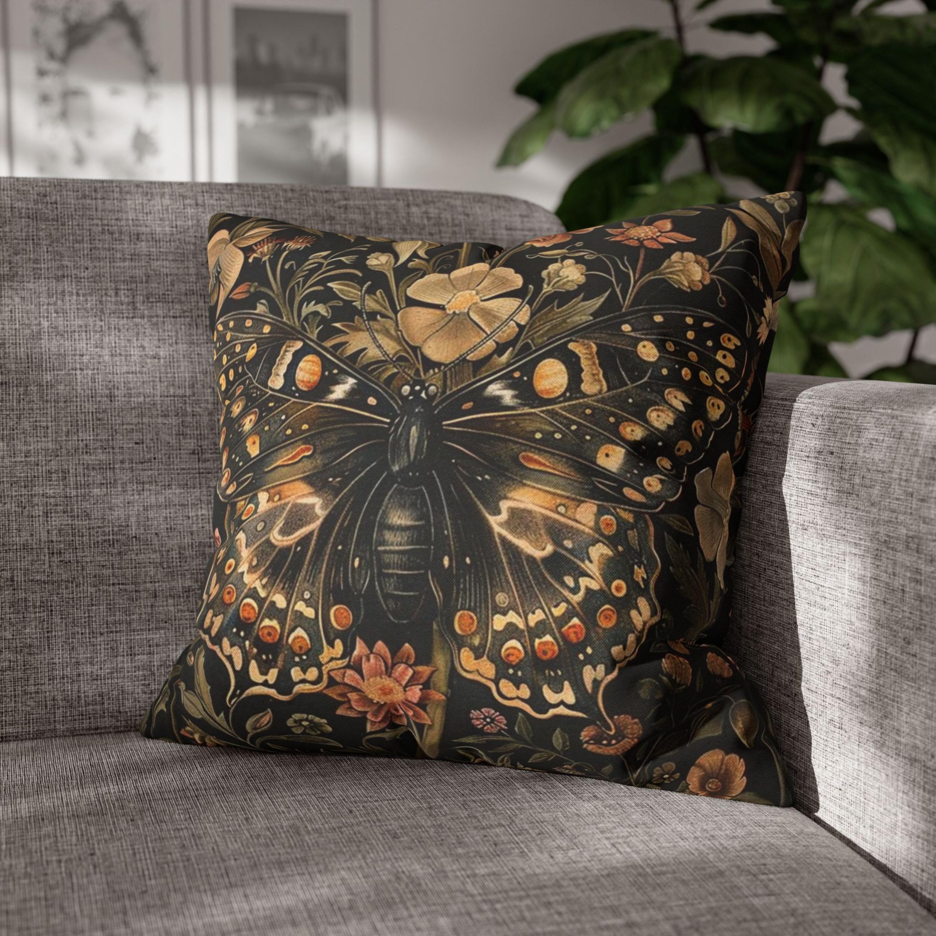William Morris Butterfly Pillow Cover, Vintage Floral Accent Pillow