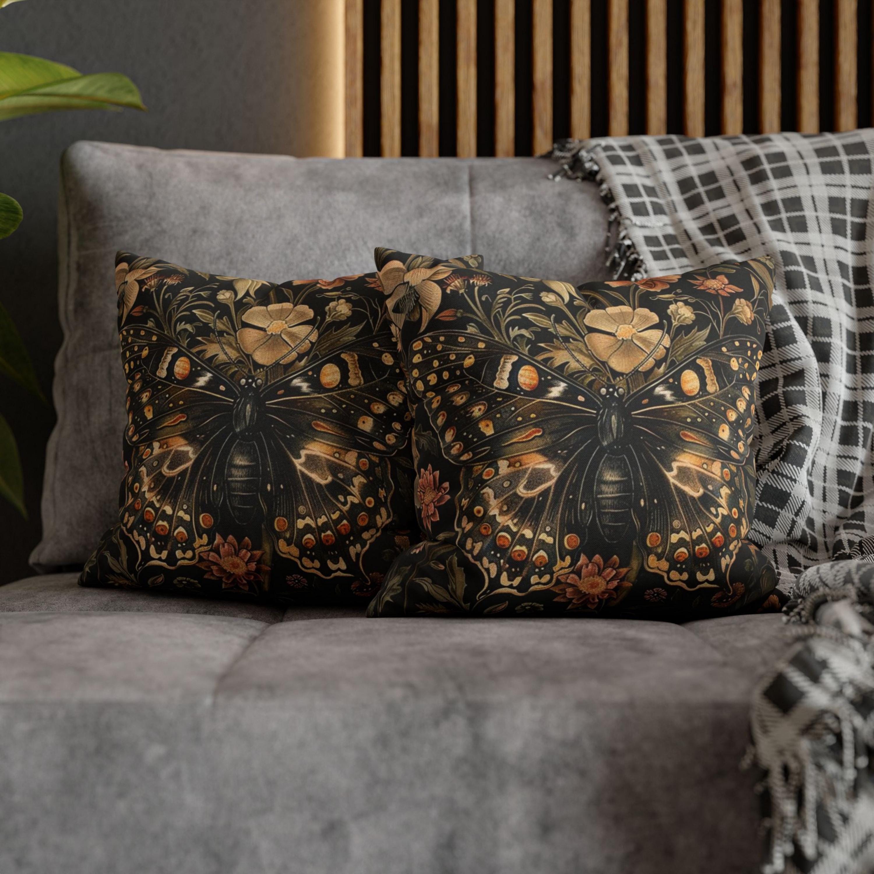 William Morris Butterfly Pillow Cover, Vintage Floral Accent Pillow