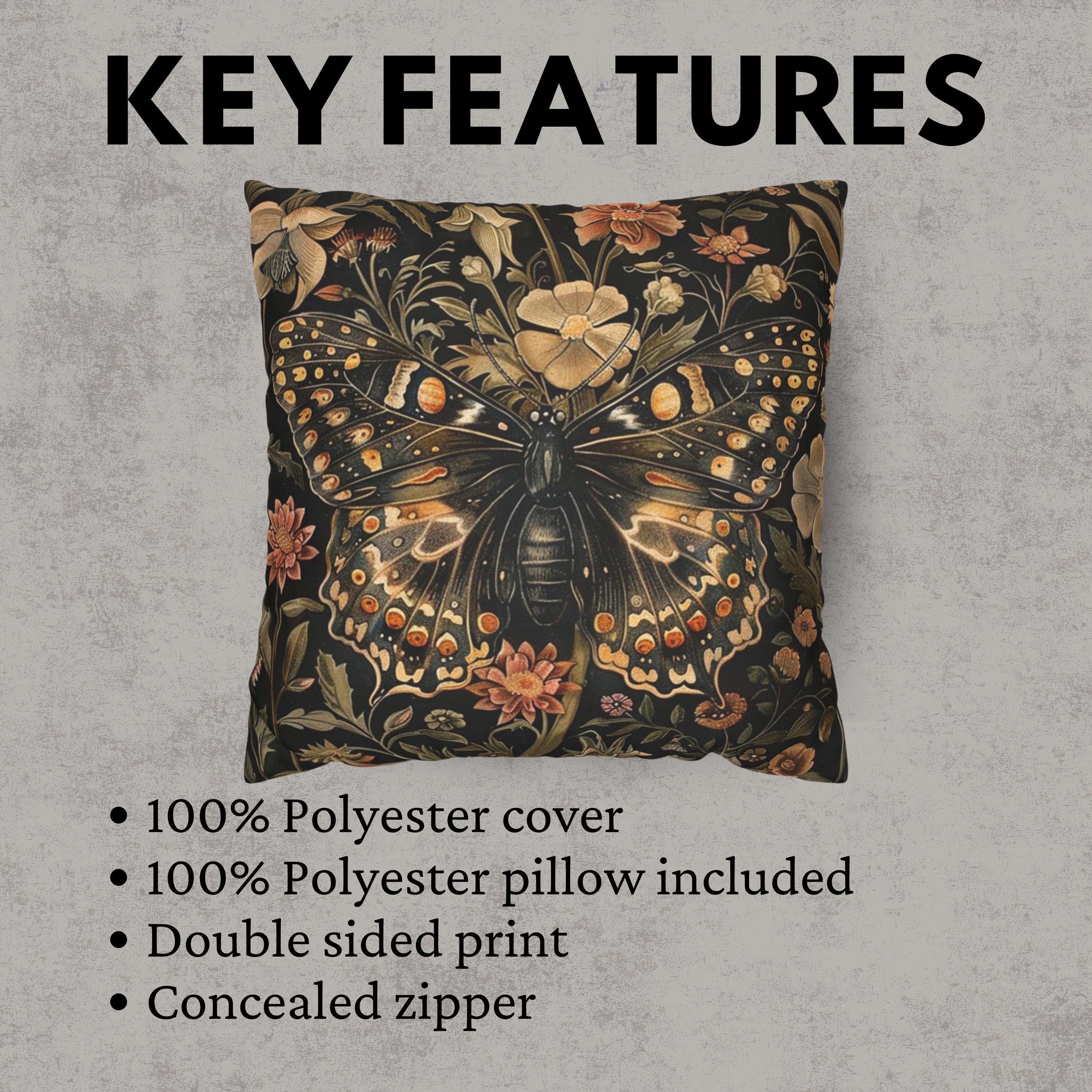 William Morris Butterfly Pillow Cover, Vintage Floral Accent Pillow