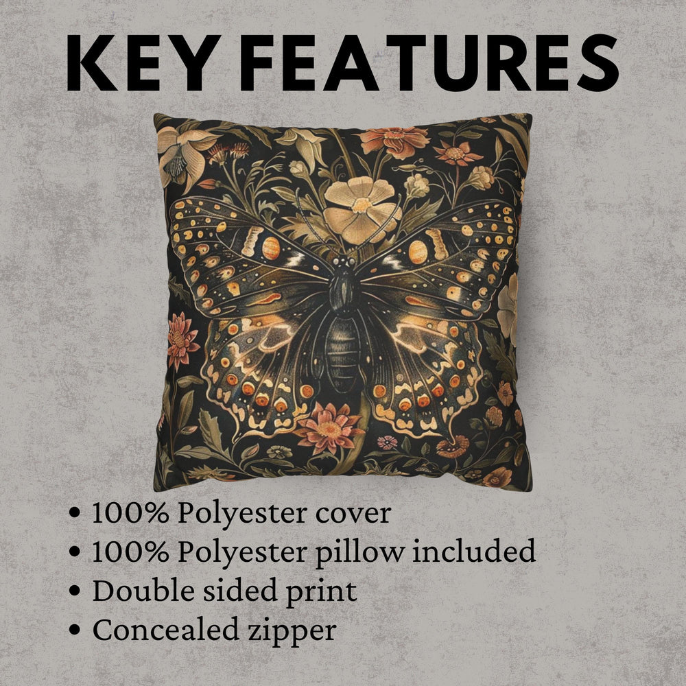 William Morris Butterfly Pillow Cover, Vintage Floral Accent Pillow
