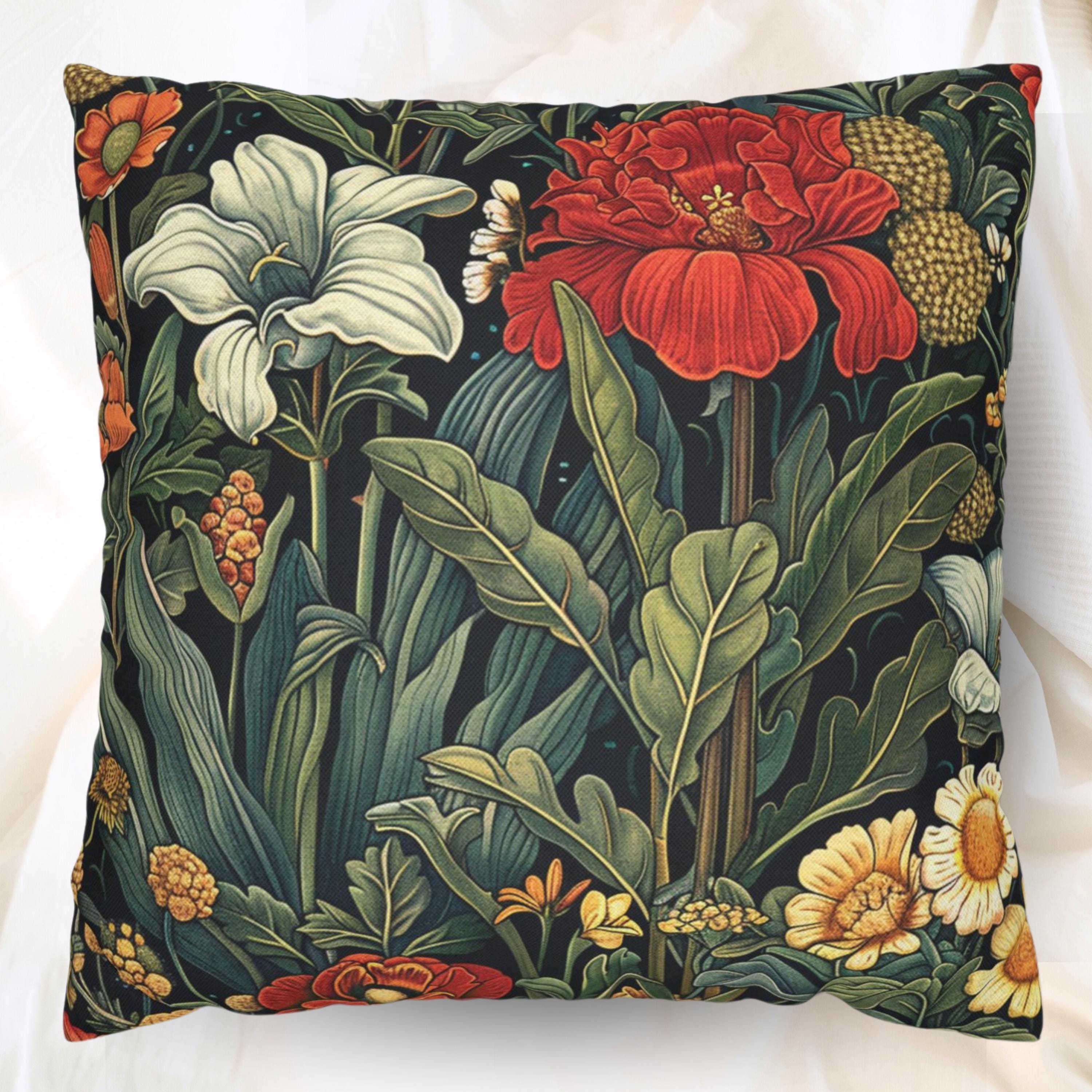 Floral Art Nouveau Throw Pillow or Cover, Botanical Home Decor, Decorative Accent Pillow