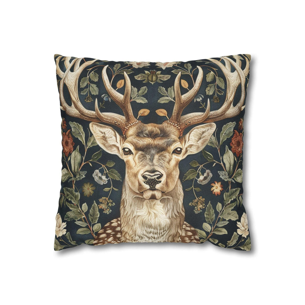 Woodland Vintage Deer Pillow William Morris Inspired, Deer Cushion Cover, Wildlife Living Room Decor, Whimsical Throwpillow