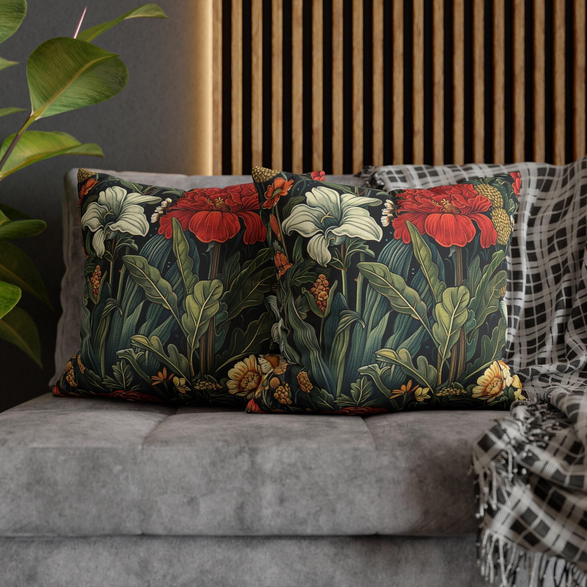 Floral Art Nouveau Throw Pillow or Cover, Botanical Home Decor, Decorative Accent Pillow