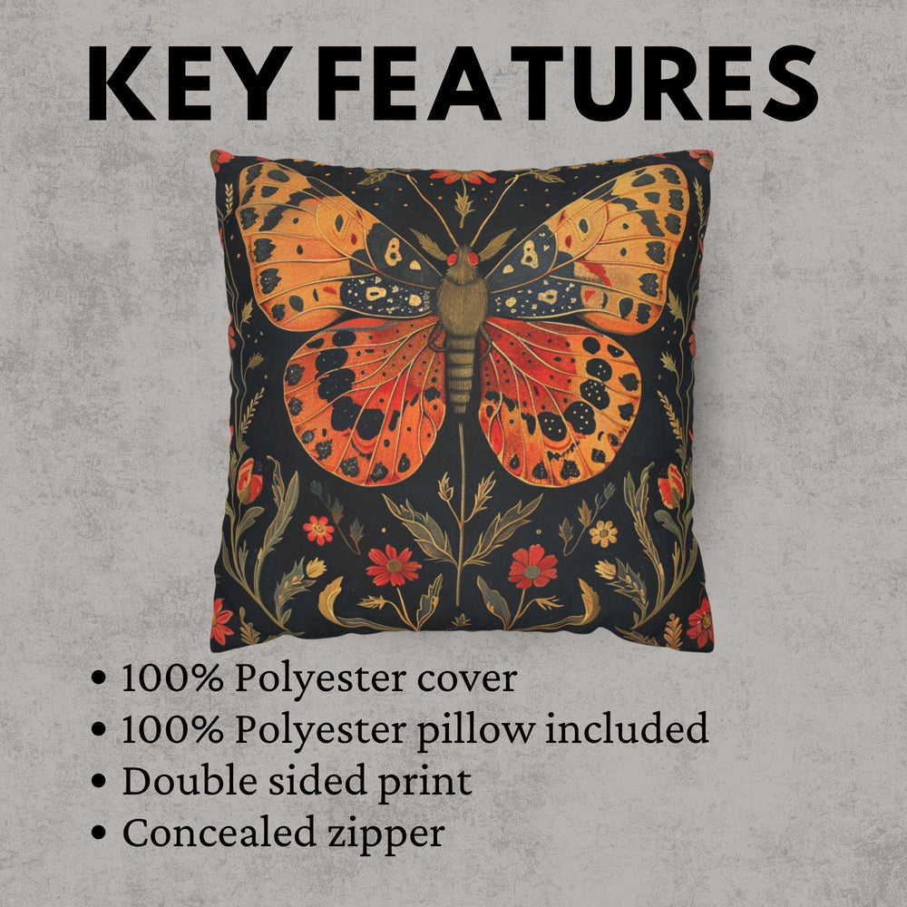 Butterfly Meadow Pillow, Vintage Floral Cushion, William Morris Inspired Throw Pillow, Botanical Insect Pillowcase, Cottagecore Couch Accent