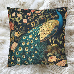 William Morris Peacock Pillow, Vintage Bird Accent Cushion, Botanical Throw Pillow, Floral Bird Pillow Case, Nature-Inspired Pillow Cover