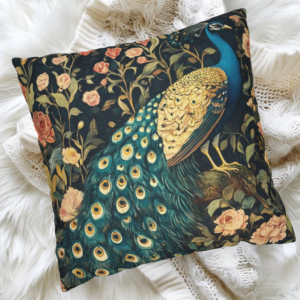 William Morris Peacock Pillow, Vintage Bird Accent Cushion, Botanical Throw Pillow, Floral Bird Pillow Case, Nature-Inspired Pillow Cover