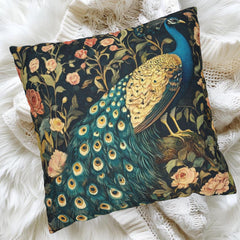 William Morris Peacock Pillow, Vintage Bird Accent Cushion, Botanical Throw Pillow, Floral Bird Pillow Case, Nature-Inspired Pillow Cover