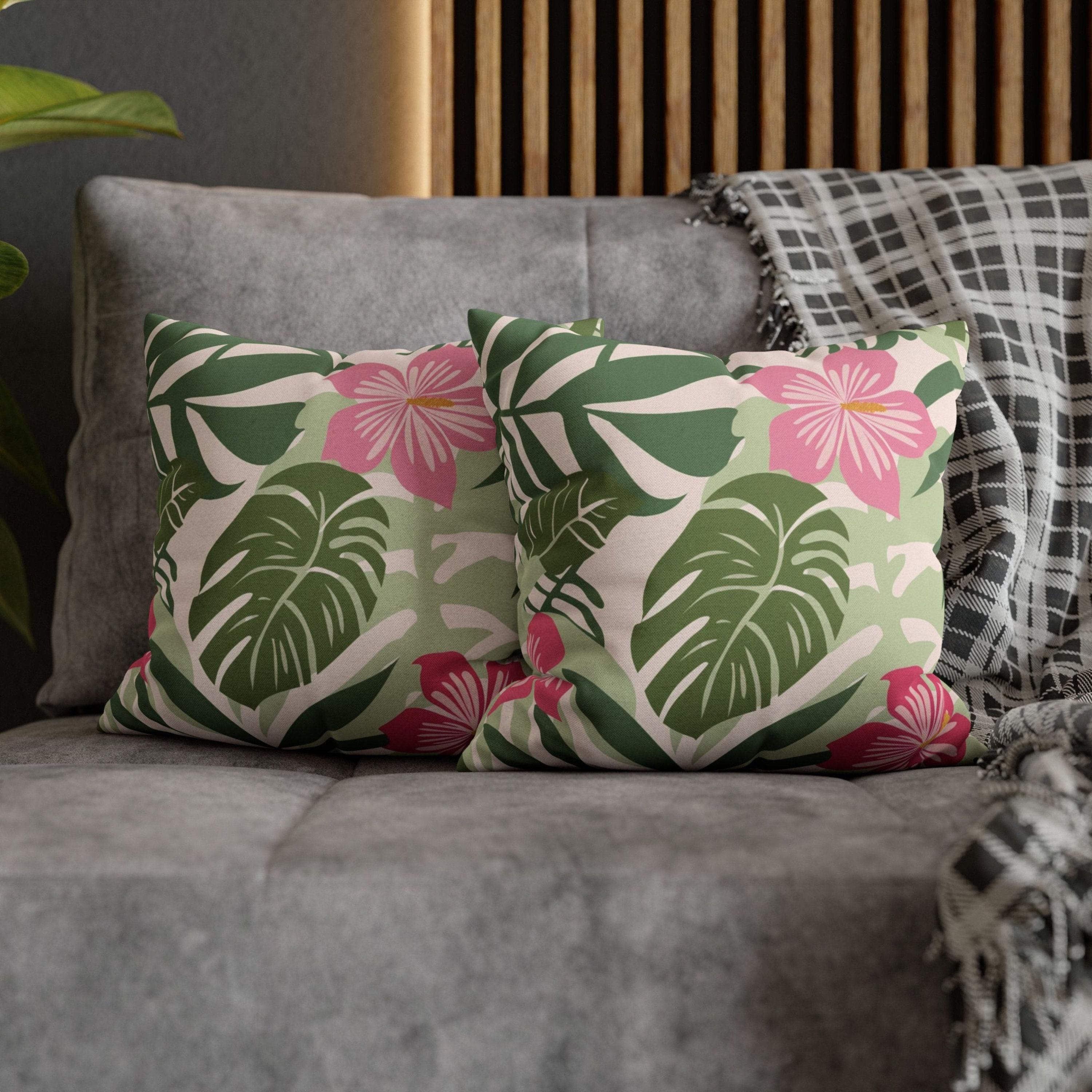 Tropical Throw Pillow Florals Palm Tree Leaves Pillow Cover Tropical Pillow Case Tropical Decor Palm Tree Leaves Cushion Cover