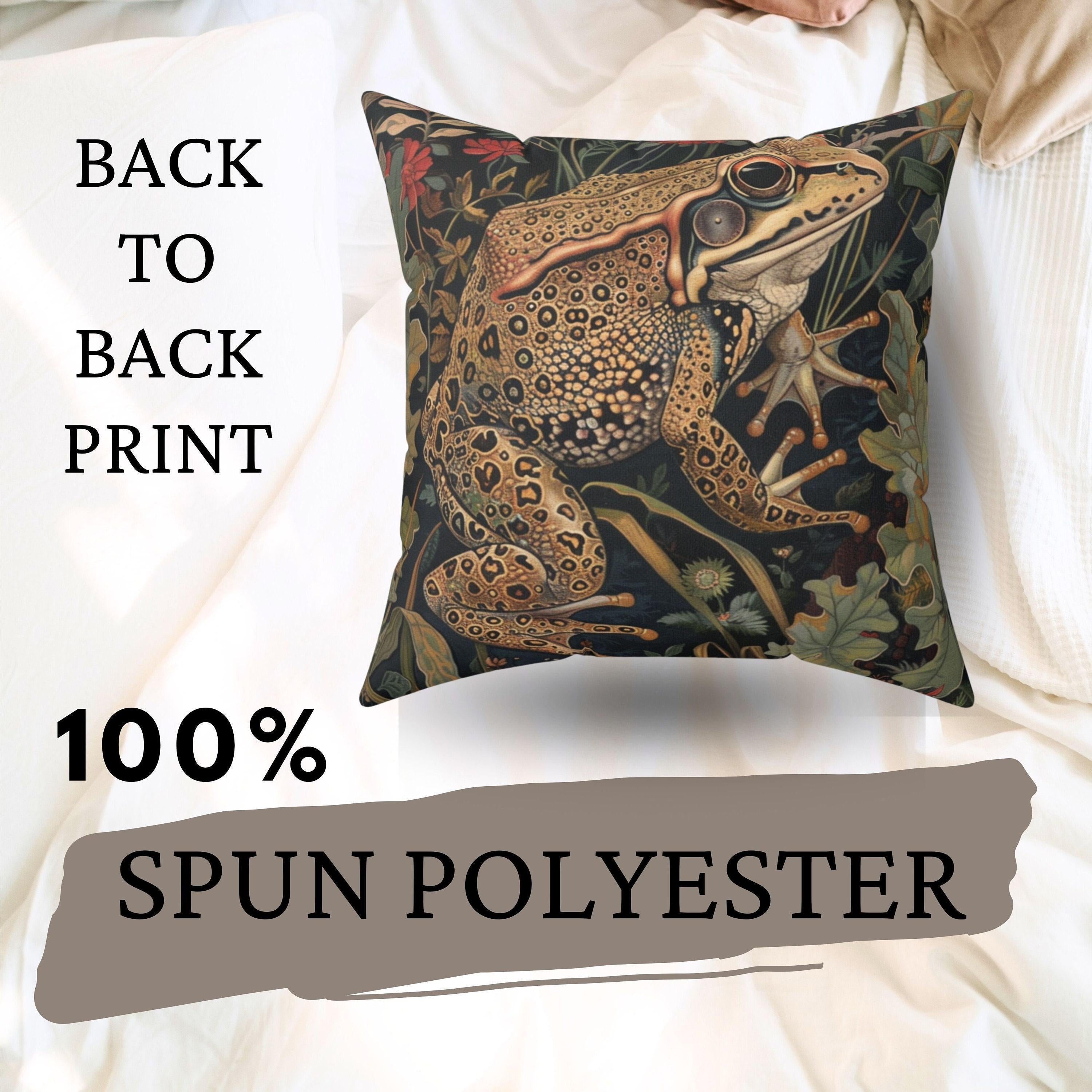 Forest Frog Toad Pillow Earthtone William Morris, Living Room Decor Pillow, Cottagecore Nature Inspired Forest Green Pillow, Frog Lover Gift