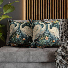 White Egrets William Morris Style Pillowcases, Classic Throw Pillow and Pillow Cover, Square Size Pillow, Living Room Decor, Morris Decor