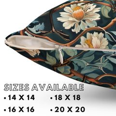 White Egrets William Morris Style Pillowcases, Classic Throw Pillow and Pillow Cover, Square Size Pillow, Living Room Decor, Morris Decor